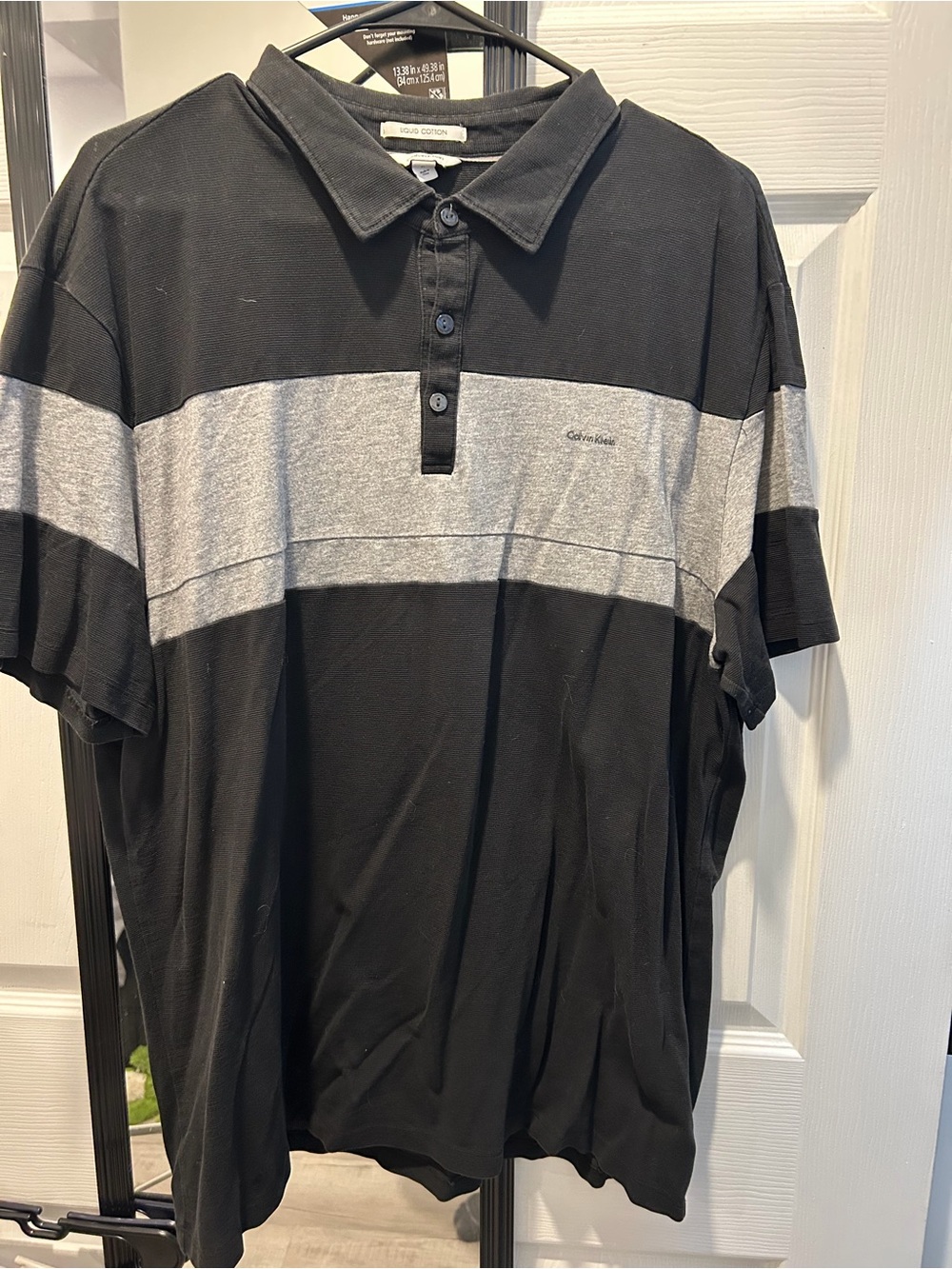 Calvin Klein Black Polo with Gray Chest Stripe